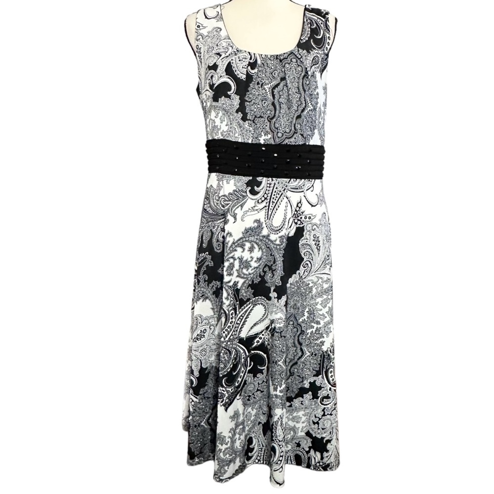 Chelsea Suite Dress 18 Paisley Black White Midi